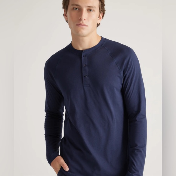 Tecovas Long Sleeve Navy Henley - Picture 1 of 8